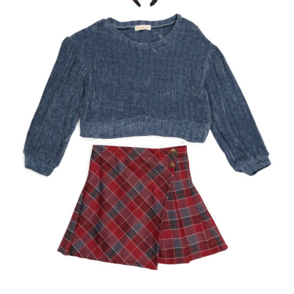 KensieGirl Chenille Sweater And Plaid Skirt Set / NWT / Size 10